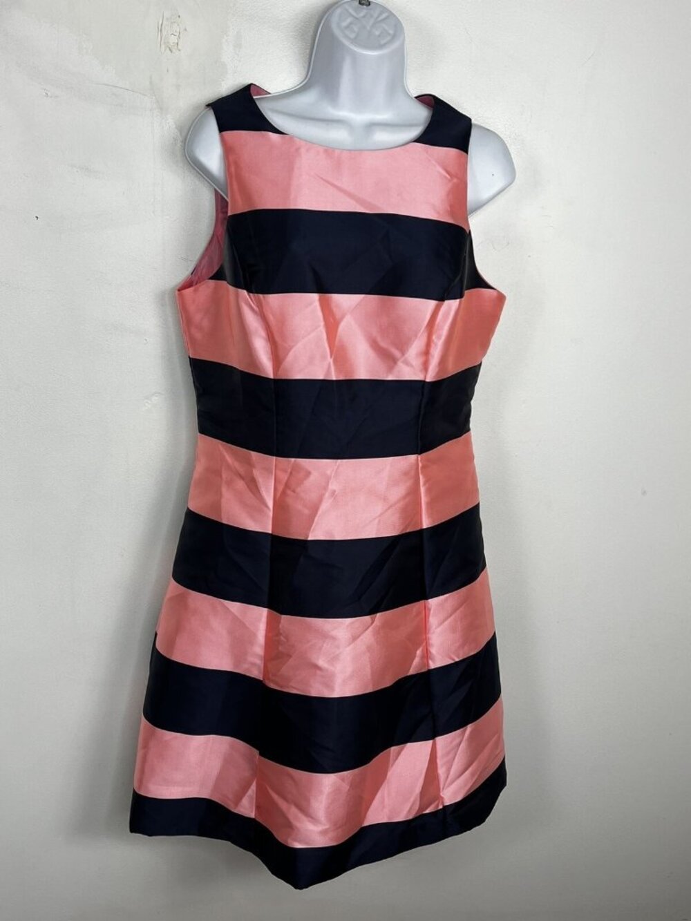 Betsy & Adam Dress Sz 12 Blue Pink Striped Y2K Millennial Old Money Summer